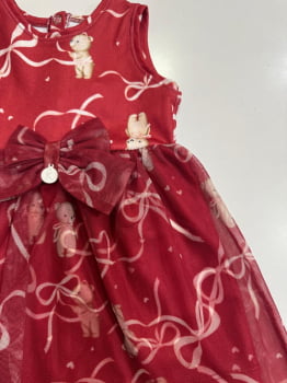 VESTIDO INFANTIL KIKI COM ESTAMPA DE URSINHO E ACOMPANHA CALCINHA - 1150019