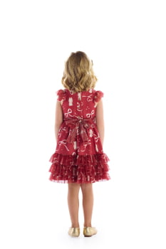 VESTIDO INFANTIL KIKI COM TULE E ESTAMPA DE LAÇOS E URSINHO - 3100200