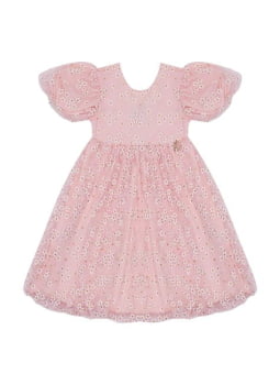 VESTIDO INFANTIL KIKI EM TULE FLUIDO COM ESTAMPA MARGARIDAS - 2100210