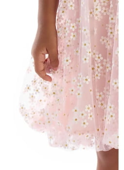 VESTIDO INFANTIL KIKI EM TULE FLUIDO COM ESTAMPA MARGARIDAS - 2100210