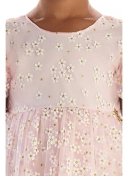 VESTIDO INFANTIL KIKI EM TULE FLUIDO COM ESTAMPA MARGARIDAS - 2100210