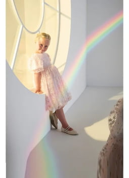 VESTIDO INFANTIL KIKI EM TULE FLUIDO COM ESTAMPA MARGARIDAS - 2100210
