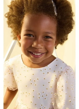 VESTIDO INFANTIL KIKI EM TULE FLUIDO COM ESTAMPA MARGARIDAS - 2100210