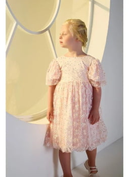 VESTIDO INFANTIL KIKI EM TULE FLUIDO COM ESTAMPA MARGARIDAS - 2100210