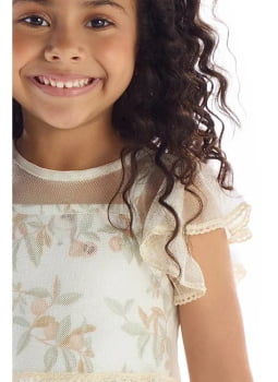 VESTIDO INFANTIL KIKI ESTAMPADO COM SOBREPOSIÇÃO - 3150014 VESTIDO INFANTIL KIKI ESTAMPADO COM SOBREPOSIÇÃO - 3150014