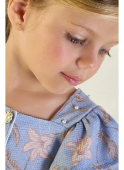 VESTIDO INFANTIL KIKI MALHA TRICOT AZUL FLORAL - 2100194