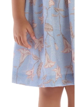 VESTIDO INFANTIL KIKI MALHA TRICOT AZUL FLORAL - 2100194
