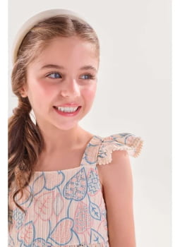 VESTIDO INFANTIL KIKI MIDI TECIDO TEXTURIZADO COM BRILHO ESTAMPADO - 3100185