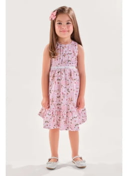 VESTIDO INFANTIL KIKI ROSA FLORAL TEXTURIZADO COM CINTO DE RENDA - 2100191 VESTIDO INFANTIL KIKI ROSA FLORAL TEXTURIZADO COM CINTO DE RENDA - 2100191