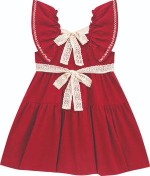 VESTIDO INFANTIL KIKI TEXTURIZADO COM BORDADOS - 3100199