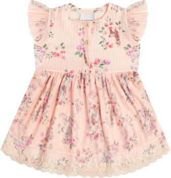VESTIDO INFANTIL KIKI TEXTURIZADO COM ESTAMPA E TULE - 1100068 VESTIDO INFANTIL KIKI TEXTURIZADO COM ESTAMPA E TULE - 1100068