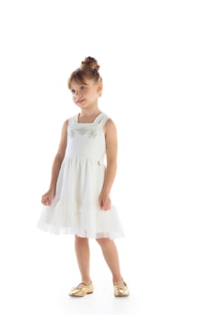 VESTIDO INFANTIL KIKI TEXTURIZADO COM TULE - 2100202 VESTIDO INFANTIL KIKI TEXTURIZADO COM TULE - 2100202