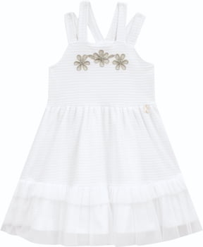 VESTIDO INFANTIL KIKI TEXTURIZADO COM TULE - 2100202