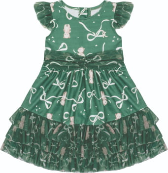 VESTIDO INFANTIL KIKI TULE ESTAMPADO - 2100200 VESTIDO INFANTIL KIKI TULE ESTAMPADO - 2100200