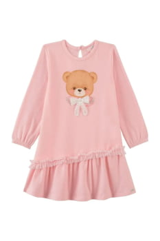 VESTIDO INFANTIL KUKIÊ EM COTTON ESTAMPA DE URSINHO COM DETALHE EM STRASS - 92137
