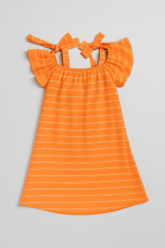 VESTIDO INFANTIL KUKIÊ EM COTTON LISTADO E COM STRASS - 93064