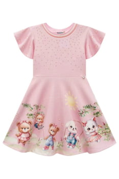 VESTIDO INFANTIL KUKIÊ EM FLY TECH COM ESTAMPA DE URSINHO - 77947