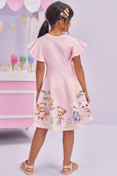 VESTIDO INFANTIL KUKIÊ EM FLY TECH COM ESTAMPA DE URSINHO - 77947