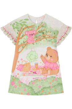 VESTIDO INFANTIL KUKIÊ EM MALHA FRESH COM ESTAMPA PIQUINIQUE - 85018