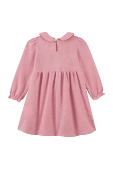 VESTIDO INFANTIL KUKIÊ EM MALHA QUADRADINHOS COM APLICAÇÕES DE FLORES - 91955