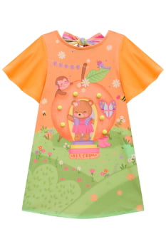 VESTIDO INFANTIL KUKIÊ EM MEIA MALHA COM ESTAMPADO - 73758