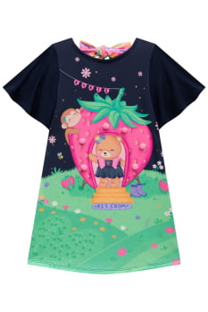 VESTIDO INFANTIL KUKIÊ EM MEIA MALHA COM ESTAMPADO - 73758