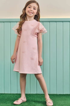 VESTIDO INFANTIL KUKIÊ EM MOLECOTTON E TULE BORDADO - 83464 VESTIDO INFANTIL KUKIÊ EM MOLECOTTON E TULE BORDADO - 83464