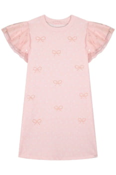 VESTIDO INFANTIL KUKIÊ EM MOLECOTTON E TULE BORDADO - 83464