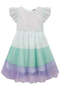 VESTIDO INFANTIL KUKIÊ EM PAETÊ E TULE - 75538