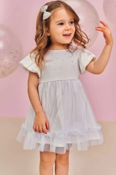 VESTIDO INFANTIL KUKIÊ EM SUPER CETIM E TULE - 73681