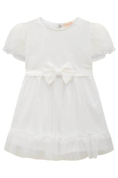 VESTIDO INFANTIL KUKIÊ EM SUPER CETIM E TULE COM DETALHES EM STRASS - 73196