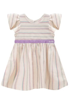 VESTIDO INFANTIL KUKIÊ EM TRICOLINE LISTRA - 74553