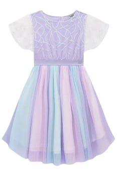 VESTIDO INFANTIL KUKIÊ EM TULE BRILHO - 75259