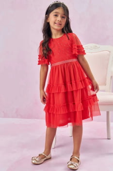 VESTIDO INFANTIL KUKIÊ EM TULE COM ELASTANO - 77976