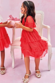 VESTIDO INFANTIL KUKIÊ EM TULE COM ELASTANO - 77976