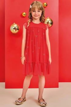 VESTIDO INFANTIL KUKIÊ EM TULE COM STRASS - 75331