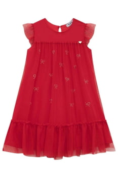 VESTIDO INFANTIL KUKIÊ EM TULE COM STRASS - 75331