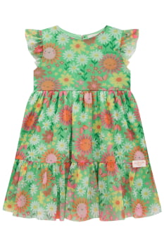 VESTIDO INFANTIL KUKIÊ EM TULE COMFY COM ESTAMPA DE MARGARIDAS - 75322