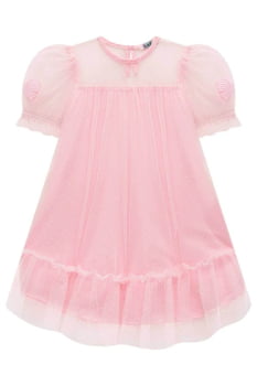 VESTIDO INFANTIL KUKIÊ EM TULE POÁ COM LAÇOS - 77447