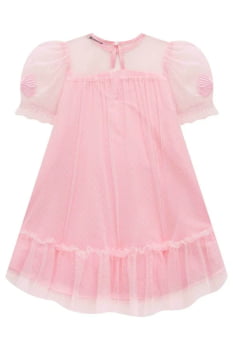 VESTIDO INFANTIL KUKIÊ EM TULE POÁ COM LAÇOS - 77447