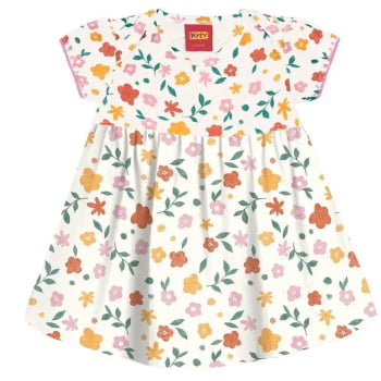 VESTIDO INFANTIL KYLY EM MALHA COM BODY INTERNO ESTAMPA FLORES - 1000416