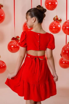 VESTIDO INFANTIL MARIAS EM CREPE COM AMARRAÇÃO - 823559
