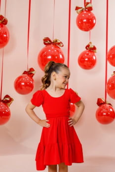 VESTIDO INFANTIL MARIAS EM CREPE COM AMARRAÇÃO - 823559