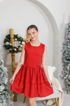 VESTIDO INFANTIL MARIAS COM LAÇOS E BABADOS - 823555