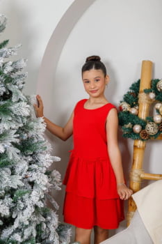 VESTIDO INFANTIL MARIAS COM LAÇOS E BABADOS - 823555