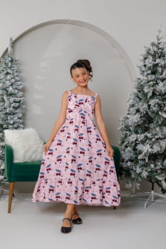 VESTIDO INFANTIL MARIAS MIDI COM ESTAMPA DE CEREJAS - 823557