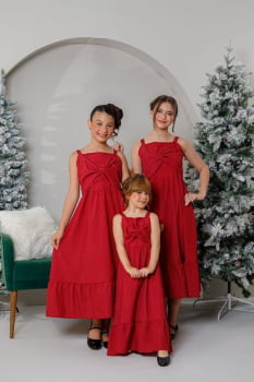 VESTIDO INFANTIL MARIAS MIDI ESTAMPADO VERMELHO - 823558