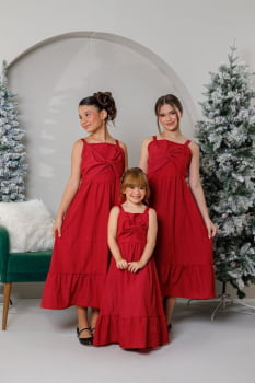 VESTIDO INFANTIL MARIAS MIDI ESTAMPADO VERMELHO - 823558