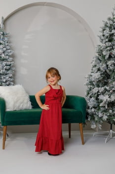 VESTIDO INFANTIL MARIAS MIDI ESTAMPADO VERMELHO - 823558