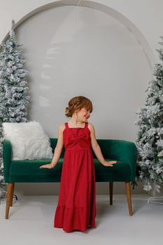 VESTIDO INFANTIL MARIAS MIDI ESTAMPADO VERMELHO - 823558